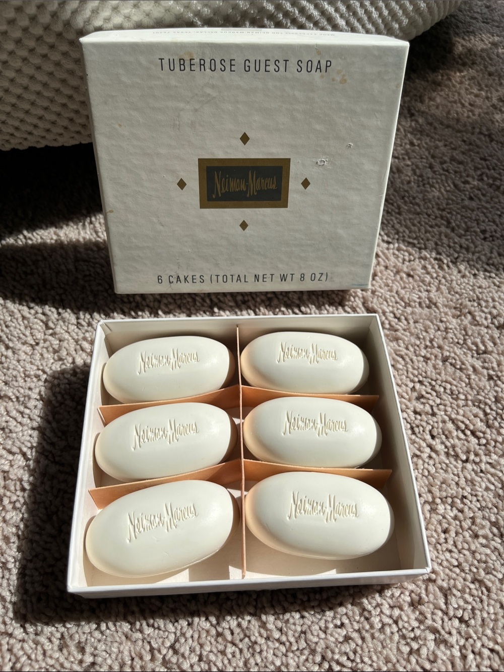 Vintage Neiman Marcus Cream Tuberose Guest Soap Set - Six Small Bars